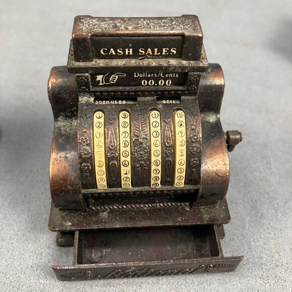 6 Metal Miniature Furniture-Grinder(knob broken)  Victrola Cash Register Bass - Picture 5 of 12